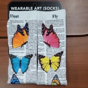 Wearable Art Butterfly Socks - Multicolor Butterflies